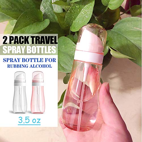 Mini Spray Bottles 3.5 oz - Plastic Mister Travel Spray Bottle 100ml - Small Spray Bottle for Hair - Empty Spray Bottles for Rubbing Alcohol, Liquids(2 PCS)