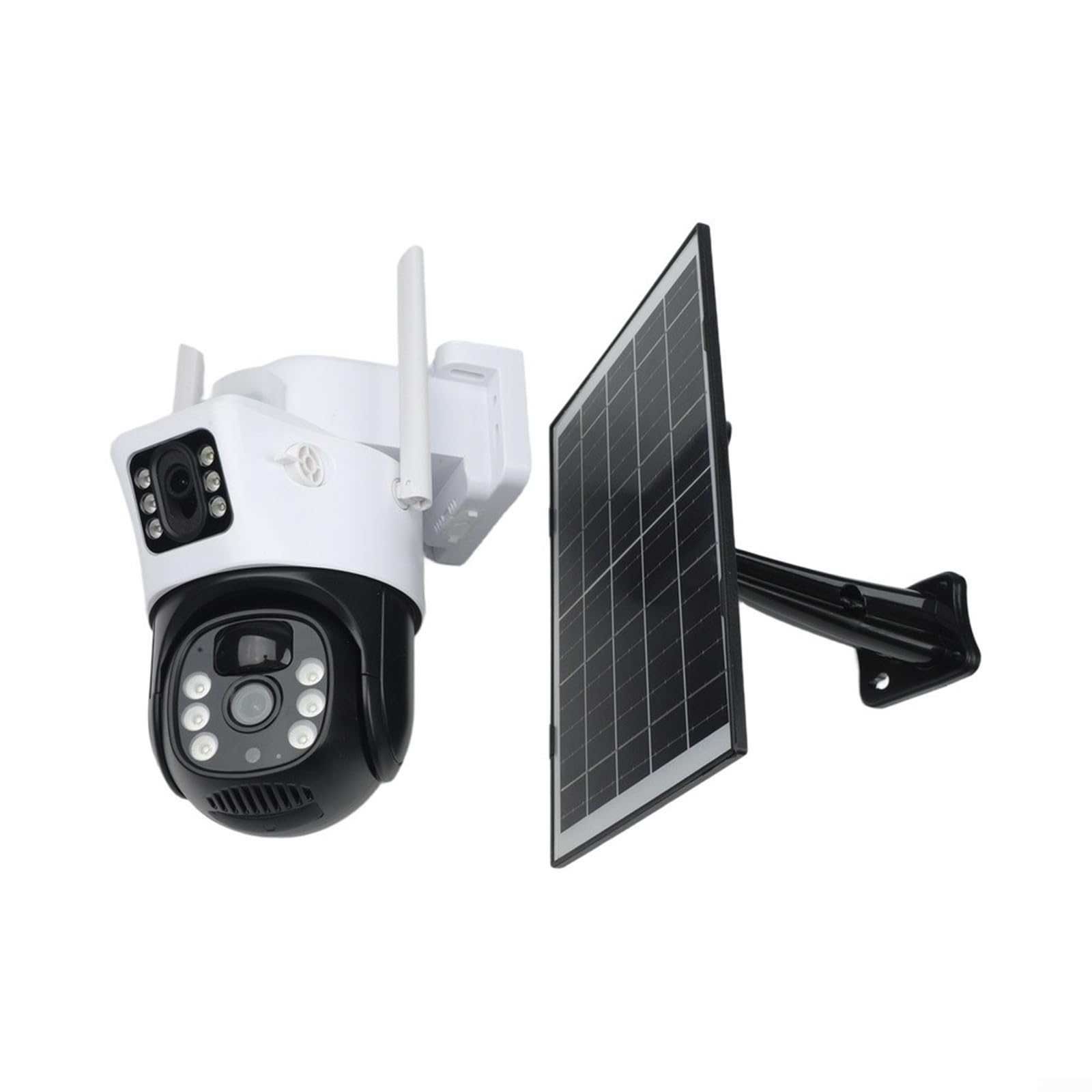 Cámara de seguridad solar de doble lente para exteriores, 4 MP, 4 G, PTZ, inalámbrica, CCTV con zoom panorámico y color para visión nocturna, detección de IA IP66 para prueba blanca (cámara