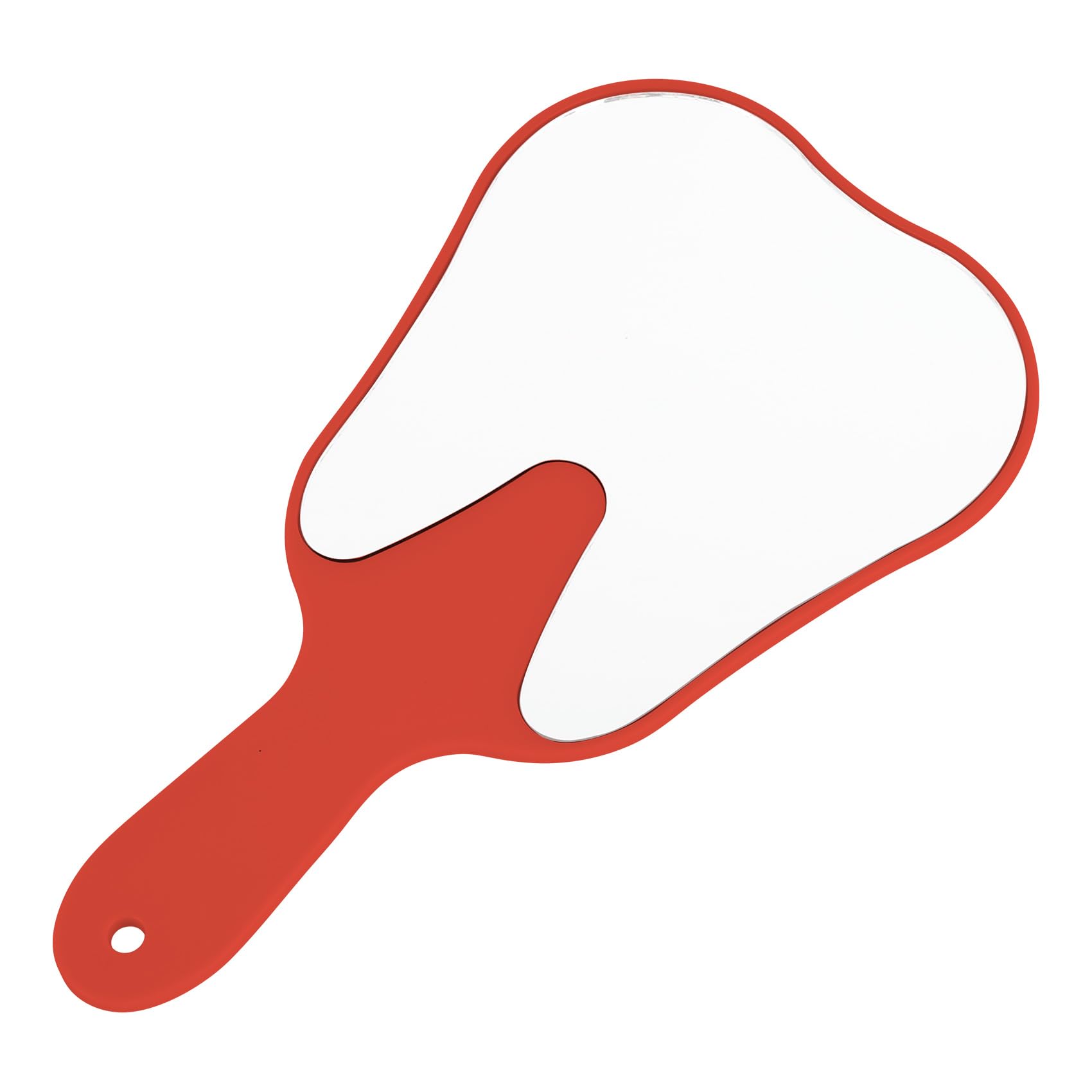 Annhua Tooth Shaped Mirror Plastic Tooth Mirror Handheld with Hangable Handle, Small Cute Dental Hand Mirrors for Dentist Office and Clinic, Red - 9.65 x 5.31 Inch