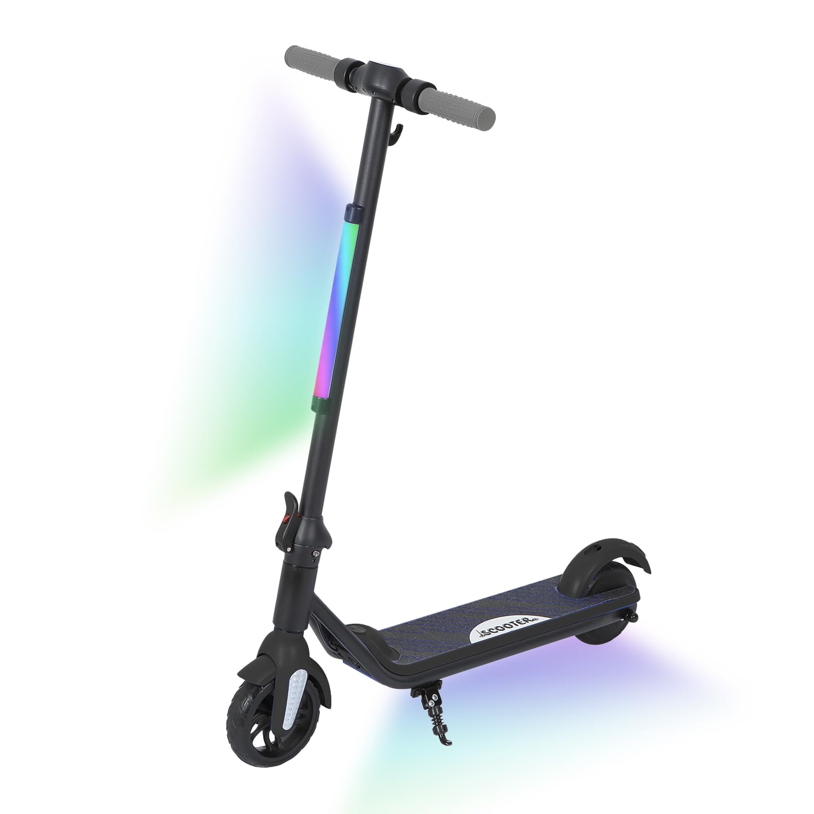 Patinete eléctrico para niños de 6 a 12 años, con Luces de neón LED y Pantalla, autonomía de 5-8 km, 2 Modos de Velocidad, Sistema de Freno Doble, diseño Plegable Ligero