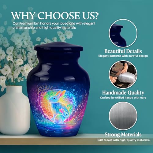 Image of Rabbit Urn - Keepsakes Urn for Ashes - 3 Inch - Pack of 1 - Miniature Urns for Human Ashes - Burial Decorative for Mom & Dad - Human Remains Urns for Men & Women