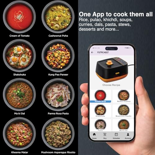 Image of Hawkins Futura Smart Pot with Smart App, 2 Litre Smart Electric Cooker | Wi-Fi App Control | Automatic Rice Cooking | Slow Cooking, Saute, Fry, Steam & Warm Functions | 100+ Guided Recipes | Portable Table-Top Cooker | Black (FSP1W)
