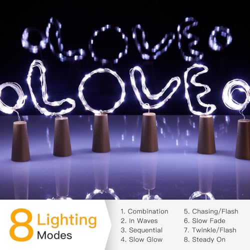 Image of Brightown 10 Pack Wine Bottle Lights with Cork, White