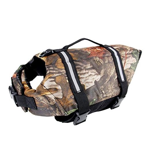 Camo Pet Life Preserver Jacket,Camouflage Dog Life Vest with Adjustable Buckles,Dog Safety Life Coat for Swimming, Boating, Hunting | (XS, S, M, L, XL) …