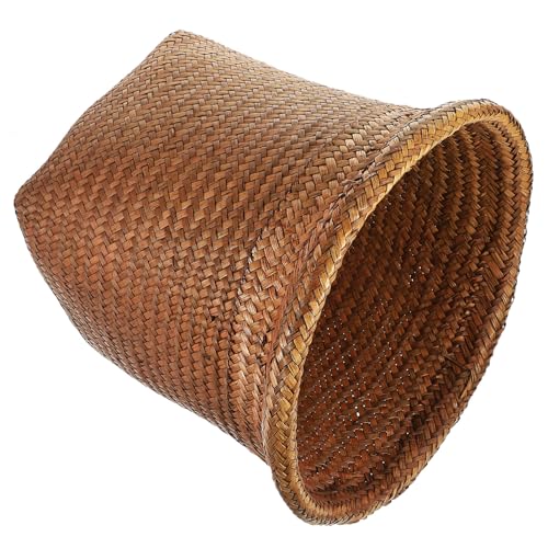 Image of Cabilock 1pc Straw Woven Wastebasket Natural Design Rubbish Container for Home Office and Shop Versatile No Cover for Easy Disposal Retro Aesthetic