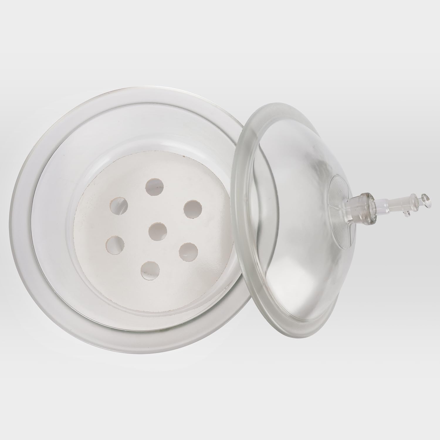 Labasics Desecador de Vacío de Vidrio, Desecador de Vacío de Vidrio con Válvula de Vacío de Vidrio y Placa de Porcelana para Investigación de Laboratorio, 300 mm