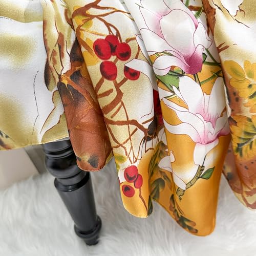 Image of MALINA Women's Polyester Silk Satin Stole Scarf - Soft Lightweight Fashion Wrap, Elegant Floral & Gradient Design, summer stole,Scarf For Women,Premium Stole,Large Size 180x90 cm'