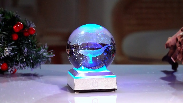 Amazon.com: 3D Engraved Whale K9 Crystal Ball with Silver LED Base