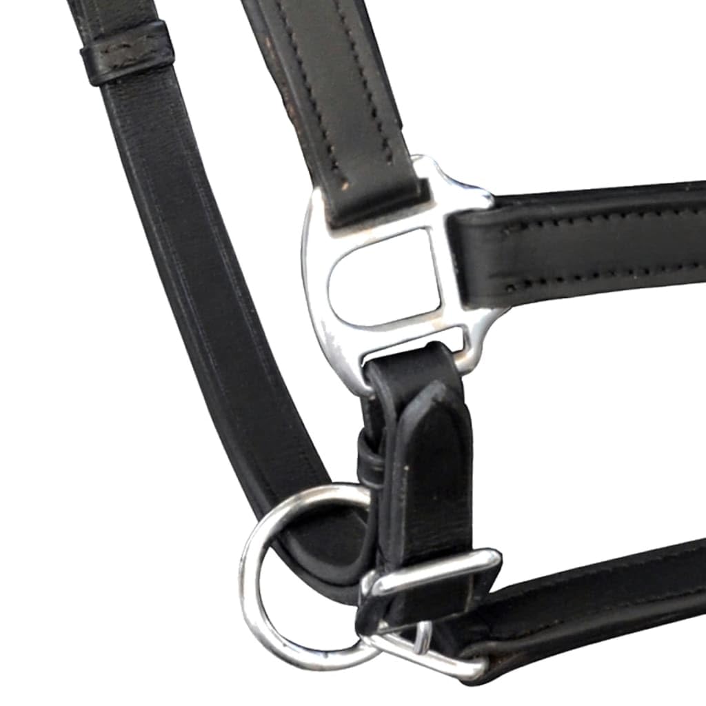Este artículo - Cabestro de cuero auténtico ajustable negro pony-Nice