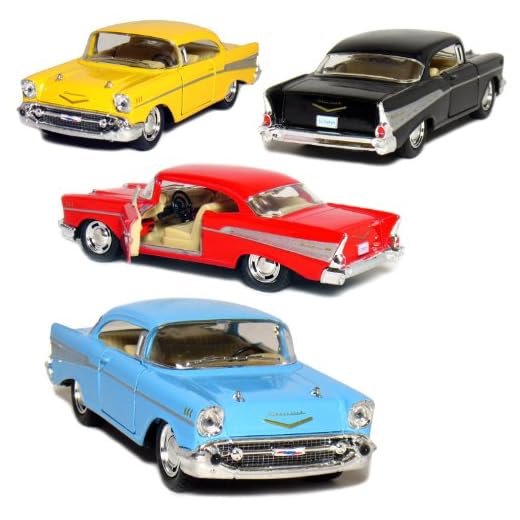 KiNSMART 1957 Chevy Bel Air Coupe 1:40 Scale 5" Die Cast Metal Classic Toy Car (4Set)