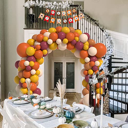 Janinus Fall Balloon Arch Kit Thanksgiving Balloon Garland Kit With Given Thanks Banner Dark Orange Brown Burgundy Fall Balloons For Thanksgiving Fall Autumn Baby Shower Pumpkin Party Decorations #TOP4