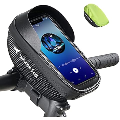 whale fall Bike Handlebar Bag Waterproof Bike Phone Holder Bike Phone Mount Bicycle Phone Mount Bike Phone Bag Cycling Accessories with Rain Cover for all Phone under 7" Cover