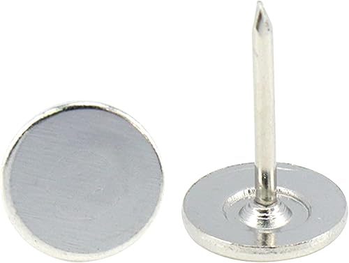 Miniatura 8 de 100 tachuelas de tapicería de cabeza plana, decoración de muebles para el hogar, clavos de tapicería, tachuelas para pulgar, tono plateado (0.433 in