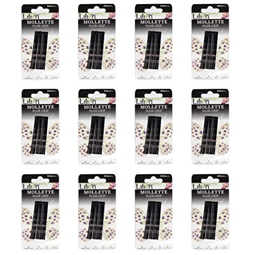 Lilien Cabello Bobby Pins Horquillas Pinzas X 144,Hair Clips Pasadores de Pelo,Hairgrip Barrette Hebillas Peluquería Salon,Alfileres Diapositiva Broches,Lado Abrazadera Kirby Grips (Negro 7cm)