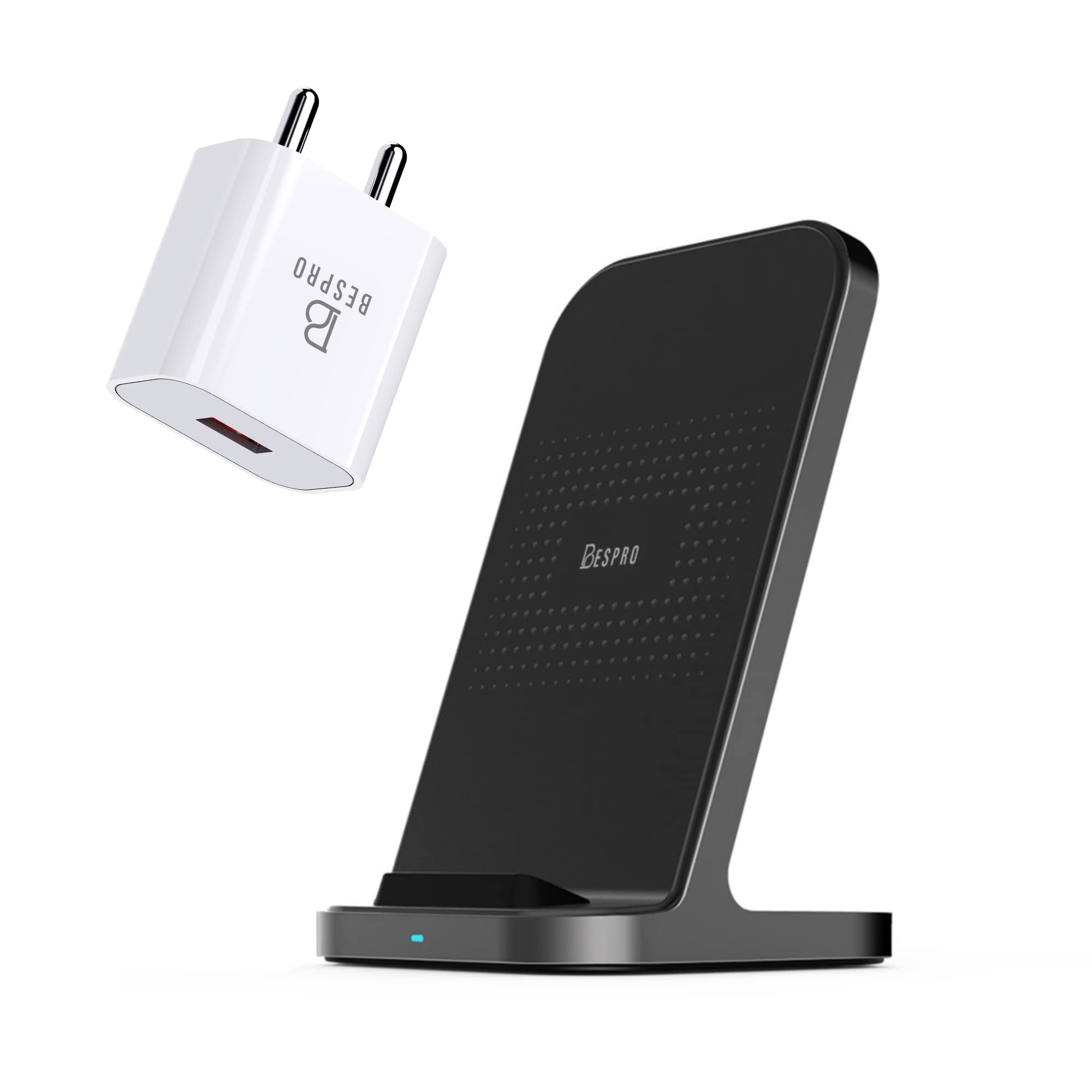 PRO Rack 150 Wireless 15W USB Type-C Charging Stand & 18W QC Adapter with in-Built Two Coils & Fireproof ABS for Qi-Certified Phones Samsung AirPods Pro,Pixel 3, iPhone Slim Design