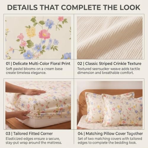 Image of VAS COLLECTIONS 240 TC Premium Fitted Bedsheet, Floral Printed King Size Elastic Deep Pocket Mattress Cover, Soft Breathable Bed Sheet for Bedroom, 72 x 78 + 10 Inches (183 x 198 + 25 cm) - Coral Rose
