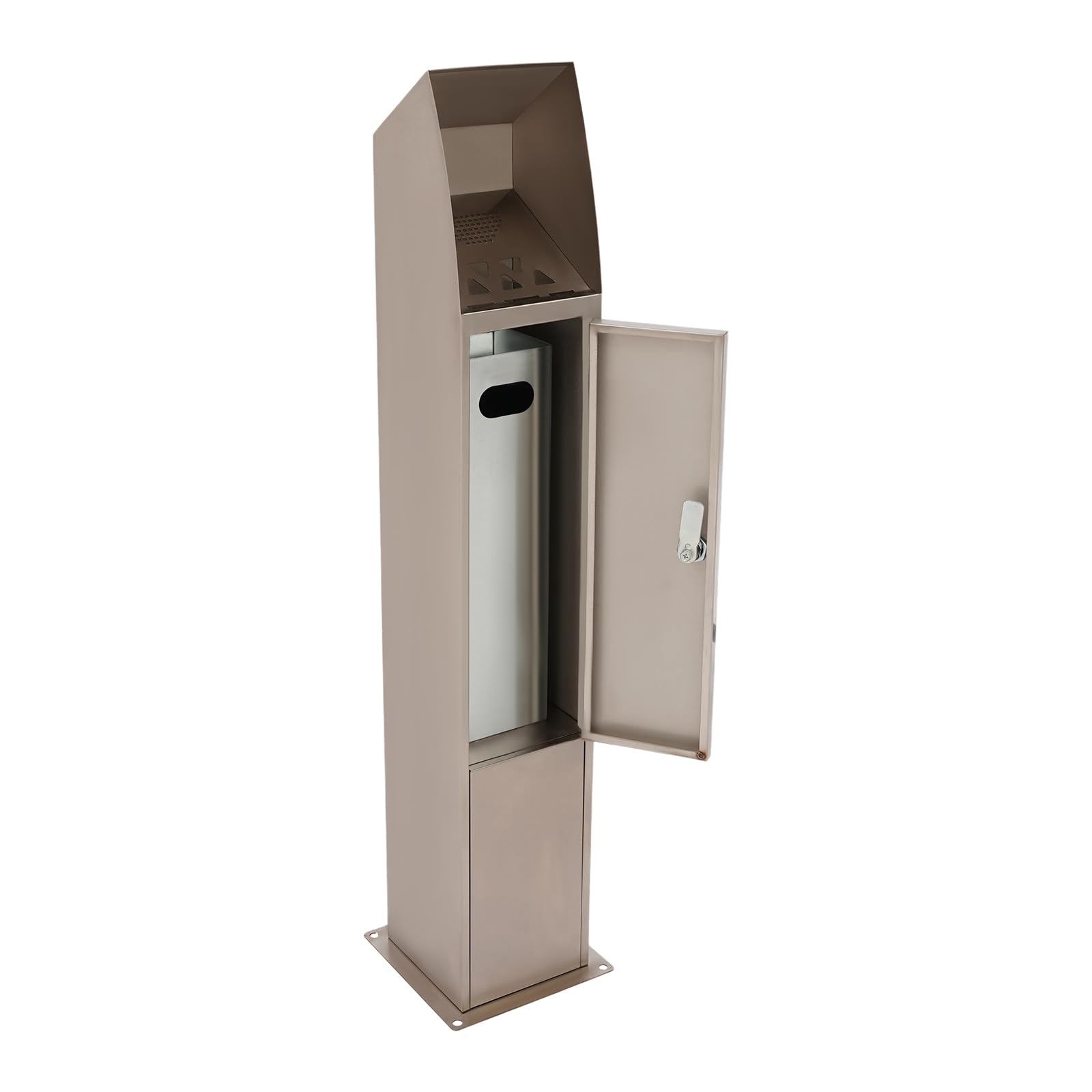 Cendrier d'extérieur en acier inoxydable - 4,8 l - Cendrier pour l'extérieur - Avec clé et protection contre la pluie - Cendrier sur pied - Pour hôtel, bureau, restaurant