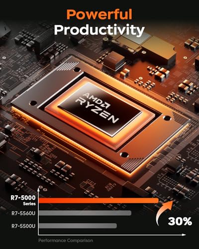 2025 AMD Laptop, 16.0inch Laptop Computer with AMD Ryzen 7 5000 Series(8C/16T, Up to 4.3GHz), 16GB RAM 512GB NVMe SSD Windows 11 Laptop, Radeon RX Vega 8 Graphics,WiFi 6, Backlit KB,53Wh Battery,Gray - Image 4