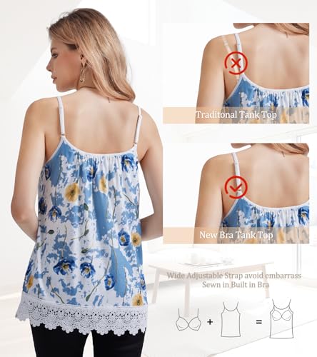 Image of Camisoles for Women with Built in Bra Adjustable Strap Tank Tops Cami Sleeveless Summer Tops for Workout Sleeping Traveling