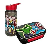 Scooli - Set de vajilla Infantil Avengers para Regalo - Set Compuesto por Fiambrera y Botella para Beber - Ideal para la Escuela o la guardería – a Partir de 4 años – de plástico