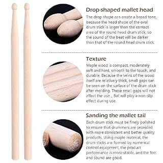Baguette de Batterie 5A, 5 Paires Baguettes de Batterie en Érable, Bois Classique Drum Sticks, Baguettes de Batterie… - Les Beatles, Paul McCartney, John Lennon, RIngo Starr, George Harrison Baguette de Batterie 5A, 5 Paires Baguettes de Batterie en Érable, Bois Classique Drum Sticks, Baguettes de Batterie… – Image 4