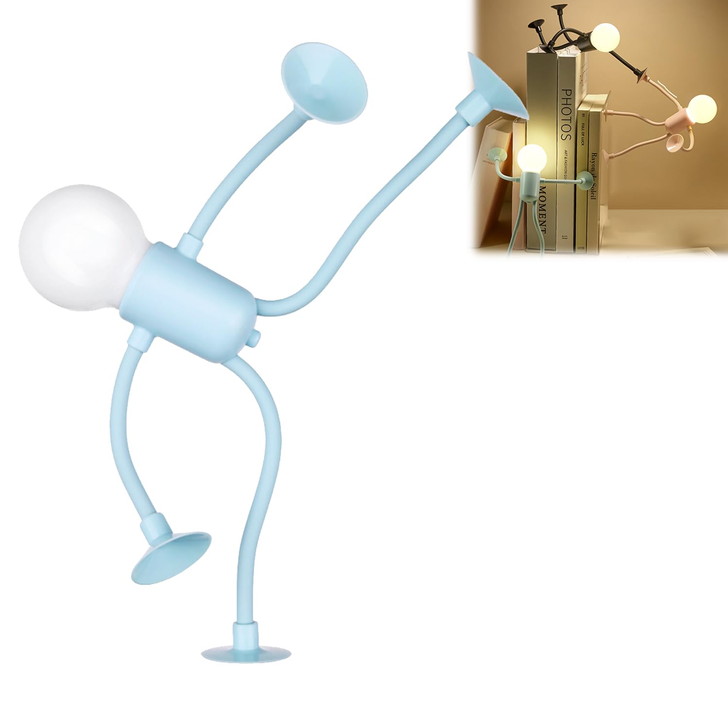 Changeable Shape Funny Sportsman Night Light - Creative Humanoid Night Light, DIY Shape Night Lights with Suction Cup, Fun Night Light Bulbs, Cute Table Night Light for Bedroom Living Room (Blue)