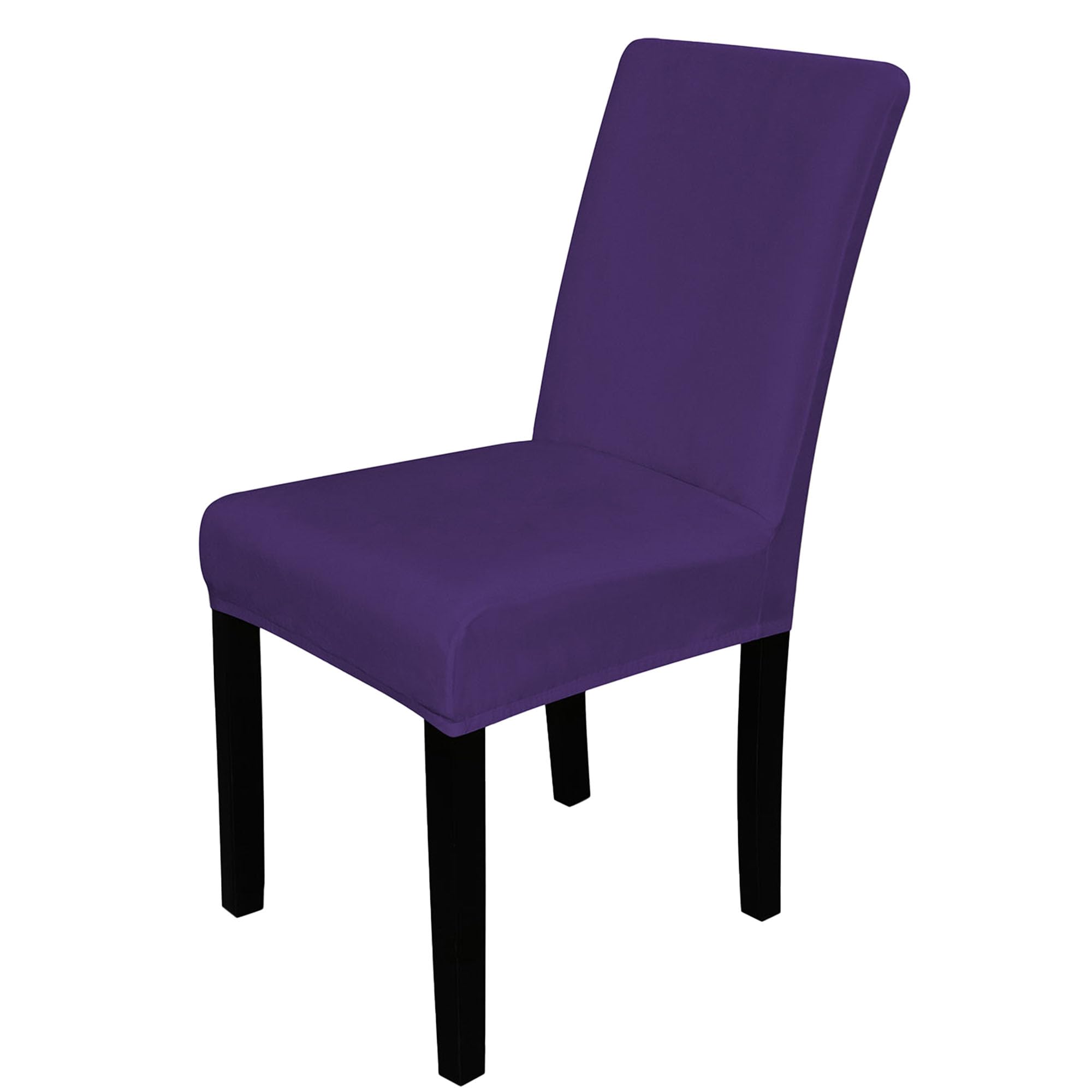 Velvet Dining Chair Covers Stretchable Spandex High Back Dining Chair Slipcovers Removable & Washable Seat Protector for Dining Room, Living Room Wedding, Hotel & Banquet, Dark Purple, Pack of 1