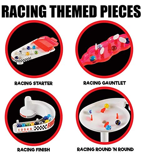 Marble Run Racing Set (125 Pieces) With Designer Marbles, Racing Action Pieces, & Tournament Board By Marble Genius #TOP2