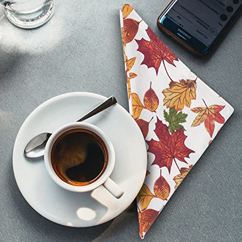 Urban Villa Kitchen Towels Harvest Leaf Print Premium Quality,100% Cotton Dish Towels Mitered Corners Ultra Soft (Size: 20X30 Inches) Highly Absorbent Bar Towels & Tea Towels - (Set Of 3) #TOP2