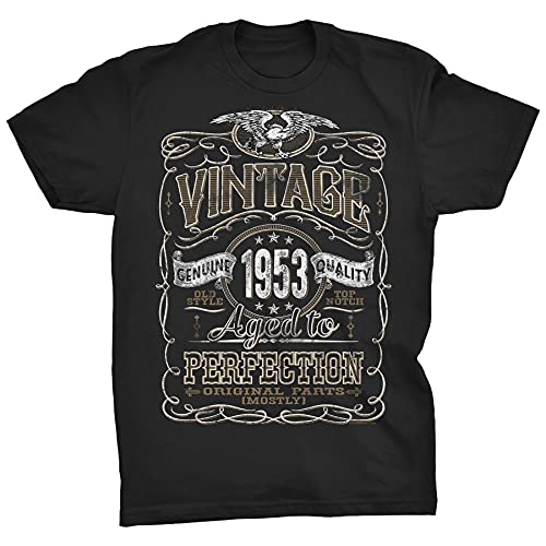 70Th Birthday Gift T-Shirt Men - Vintage 1953 Aged To Perfection - Black-001-3X #TOP29