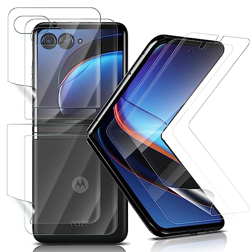 Orzero (2 Sets 4 Packs Screen Protector Compatible for Motorola Razr+ / Plus (2023), Protector De Pantalla Premium Quality Soft TPU (Not Glass) Edge to Edge (Full Coverage) HD Bubble-Free