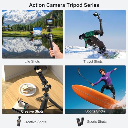 Image of Mobilife Small Camera Tripod Multifunctional Vlog 2 in 1 Tripod Stand with Cold Shoe for Mirrorless /Action Camera Phone 360 Rotation Aluminum Extendable Stand for YouTube Live Stream Travel