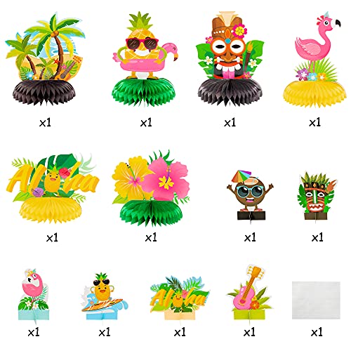 Osnie 12Pcs Hawaiian Luau Honeycomb Centerpieces Table Topper Summer Tropical Aloha Flamingo Palm Tree Theme Party Supplies Table Decorations Hawaii Party Favors Photo Booth Props For Kid’s Birthday #TOP1