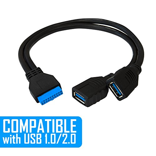 Kingwin 2 Port Usb 3.0 Splitter Adapter Usb Type A Female To 20 Pin Motherboard Header Extension Cable. Add Extra Usb 3.0 Ports To Any Pc With This Adapter Cable, Backward Compatible With Usb 2.0/1.0 #TOP4