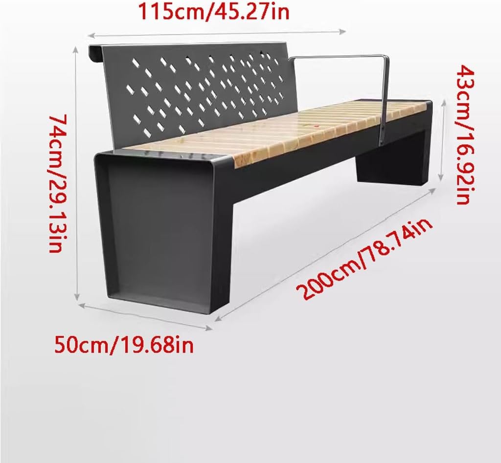 Patio Benches for Outdoors Park Chair Outdoor Bench Shopping Mall Seat Square Community Solid Wood Leisure Public Backrest Garden Benches for Outdoors
