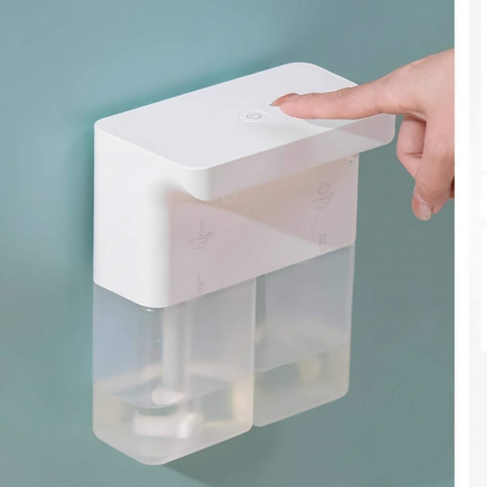 Dispenser di Sapone con Doppio Serbatoio, Modello Con Doppia Erogazione Di Liquido Liquido + Liquido