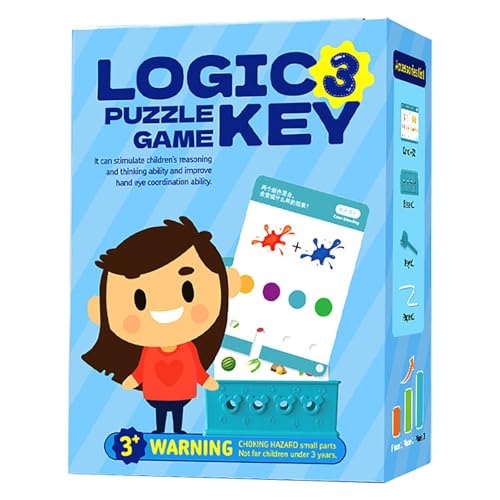 Generisch - Logic Puzzle Key Game Set, 192 Logische Rätsel, Lernspielkarten für Kinder ab 3 Jahren, Denken und Problemlösung, 10,4 x 4,8 x 7,1 cm (blau)
