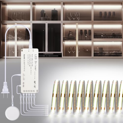 Image of JUSJUBR Display Shelf Lighting, 16.4ft 12V Dimmable COB LED Strip Lights