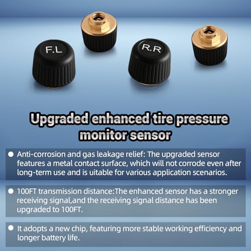 Tire Pressure Monitoring System, RV Tire Pressure Monitoring System with 4 Sensors 0~9.9bar/0~144Psi Auto ON/OFF &Voice Prompt 6 Alarm Modes Tpms Tire Pressure Monitor for Rv/Trailer/Truck/Sedan - Image 3