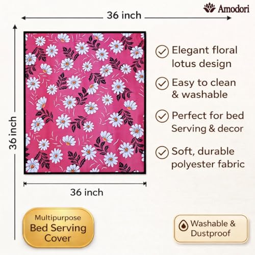 Image of Waterproof Bed Server Mat /Food Mat /Bedsheet Protector | Reversible | 2-Layer Heavy Material | Multi-Purpose Place Mat (Colour & Print May Vary) (floral-21)