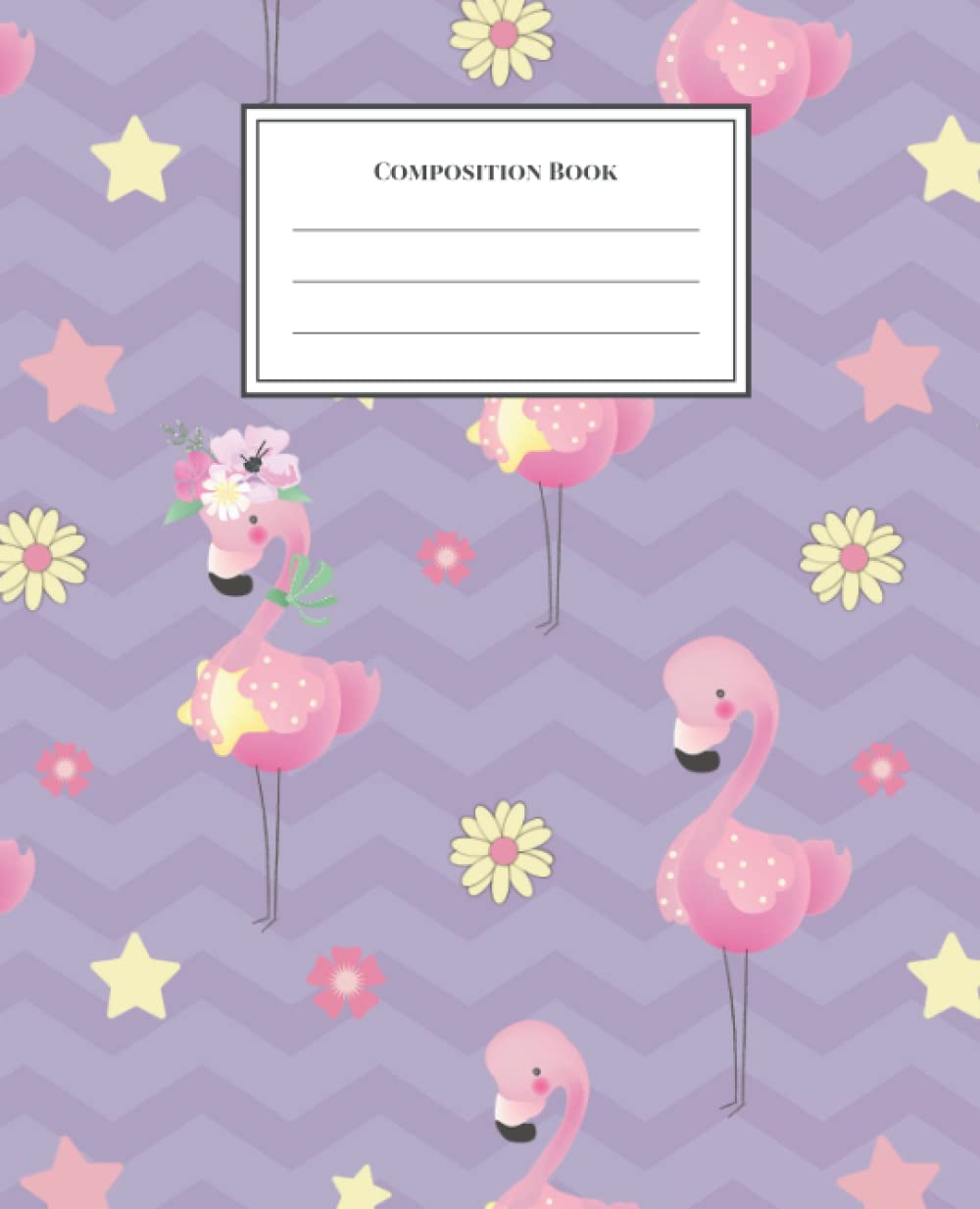 Composition Book: Flamingo Pattern Purple Composition Book Personalized Lined Wide Rule Notebook for Girls Kids Back to School Preschool Kindergarten and Elementary Grades K-2