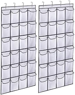 KIMBORA 2 Pack Over the Door Shoe Rack Organizer 24 Large Mesh Pockets