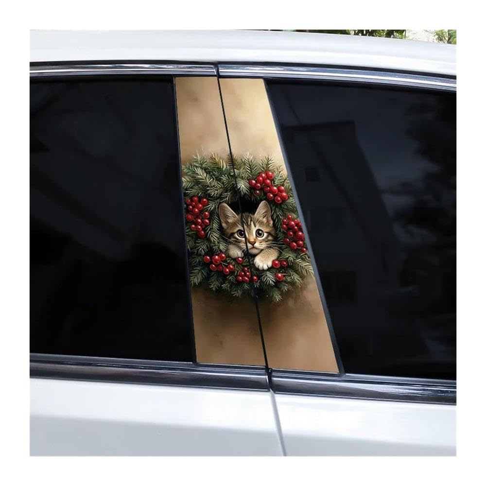 Body Parts 2pcs DIY Car Center Pillar Decals Cat Funny Car Styling Vinyl Stickers(B)