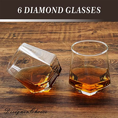 6-Glass Diamond Whiskey Decanter Set with Glasses,Whiskey Decanter Sets for Men,Decanters for Alcohol Whisky Decanter & Glass Set,Whiskey Set Tequila Liquor Bourbon Decanter Gift - Image 3