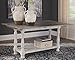 Signature Design by Ashley Havalance Farmhouse Sofa Table, Flip Top Design for Additional Dining Space and Fixed Lower Shelf, Gray & White with Weathered Finish