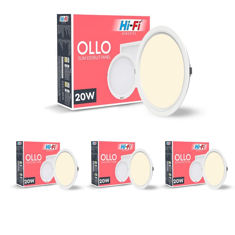 Image of Hi-Fi OLLO 20-watt Round LED Downlighter | LED Ceiling Light for Home and Hall | Cut Out: 68 mm, Color: Warm White Light, (3000K) Pack of 4-Polycarbonate