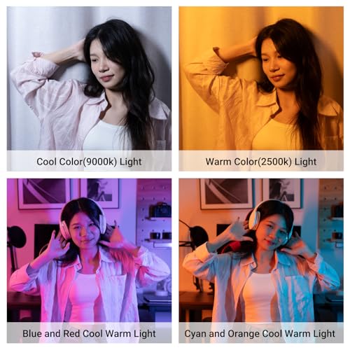 Image of JJC RGB Video Light, 360Full Color 24 Effects 2600mAh Rechargeable 2500-8500K Magnetic LED Camera Light, 1 /4 inch Screw Mount Cold Shoe Light, Portable Light for Photography Video Streaming