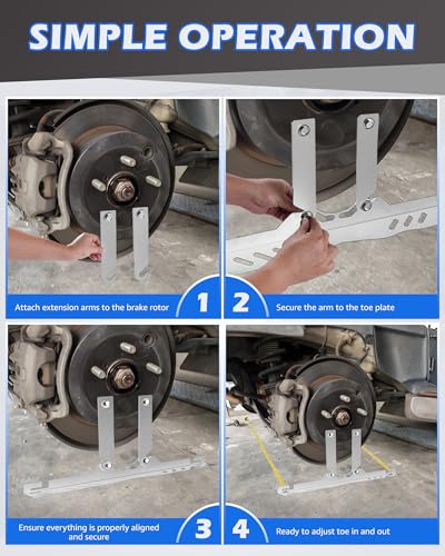 Image of Wheel Alignment Tool Plates, Toe Alignment Plates w /Two 5m Heavy Duty Tape Measures, Automotive Front End Alignment Tool, Fits Low-Profile Vehicles, Silver