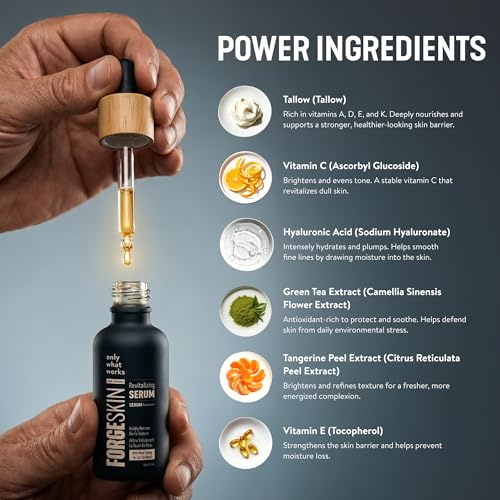 Image of FORGE SKIN Night Beef Tallow Serum for Men [TALLOW-BASED] - Facial Essence for Face Wrinkles with Essential Oils - Natural Green Tea Skincare for Radiance and Skin Hydration (1.7 OZ)