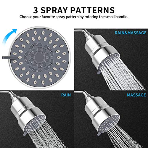 Image of High Pressure Shower Head Filter, FEELSO 2-IN-1 15 Stages High Output Showerhead with Filter Cartridge for Hard Water Remove Chlorine and Harmful Substances Improves the Condition of Skin & Hair